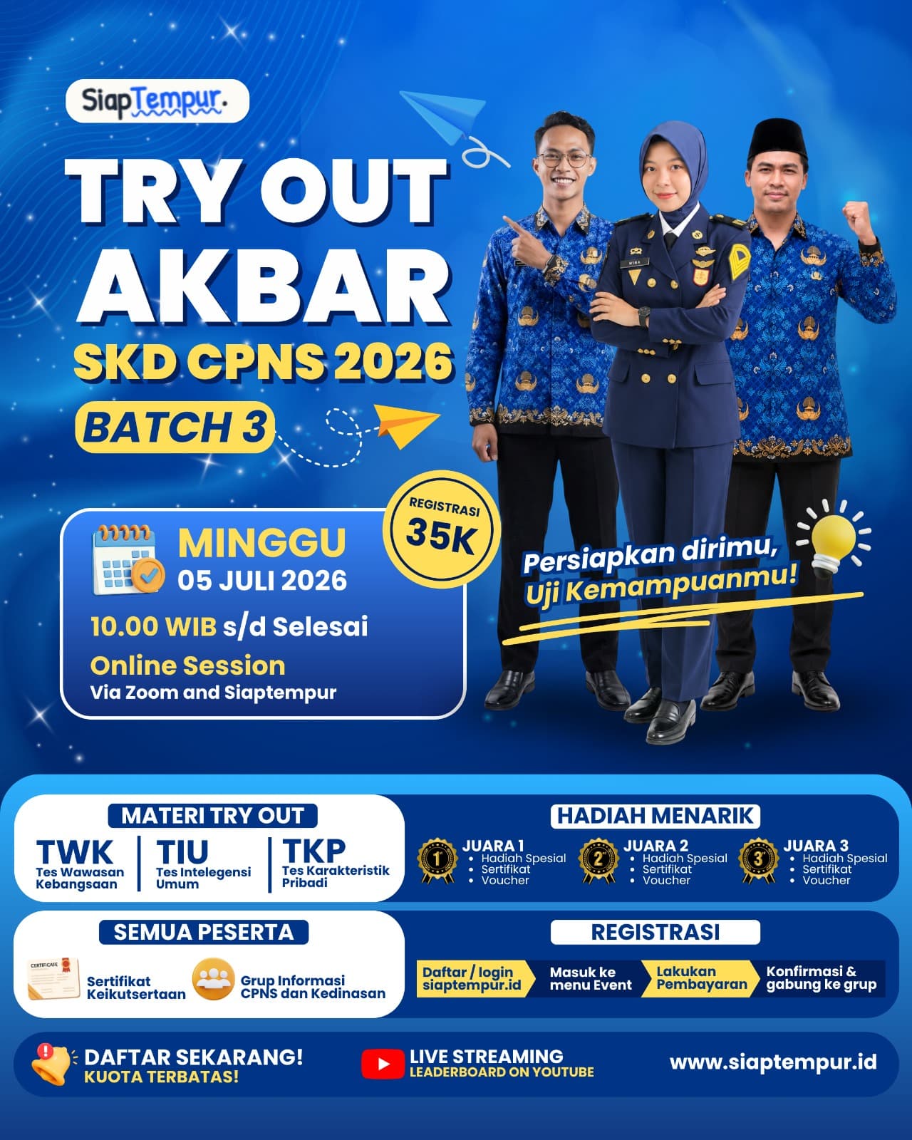 Flyer Tryout Akbar SKD CPNS 2026 Batch 3