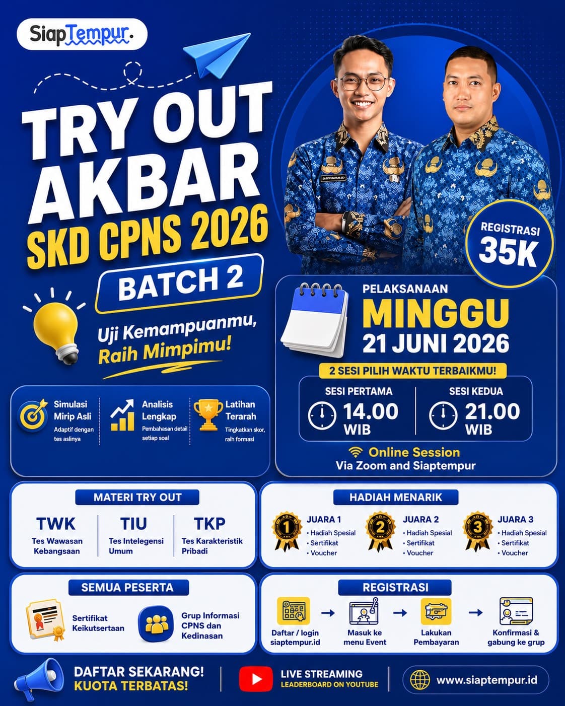 Flyer Tryout Akbar SKD CPNS 2026 Batch 2 (Sesi 2)